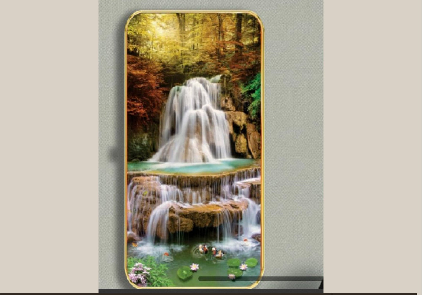 Autumn Cascade 3D Waterfall Crystal Glass Wall Art - crystal glass wall art by Artiksha