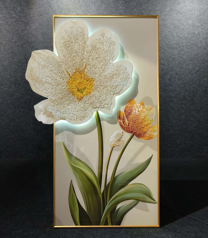 Flower - 1 Crystal Glass Wall Art With LED Light For Wall Decor - view 3
