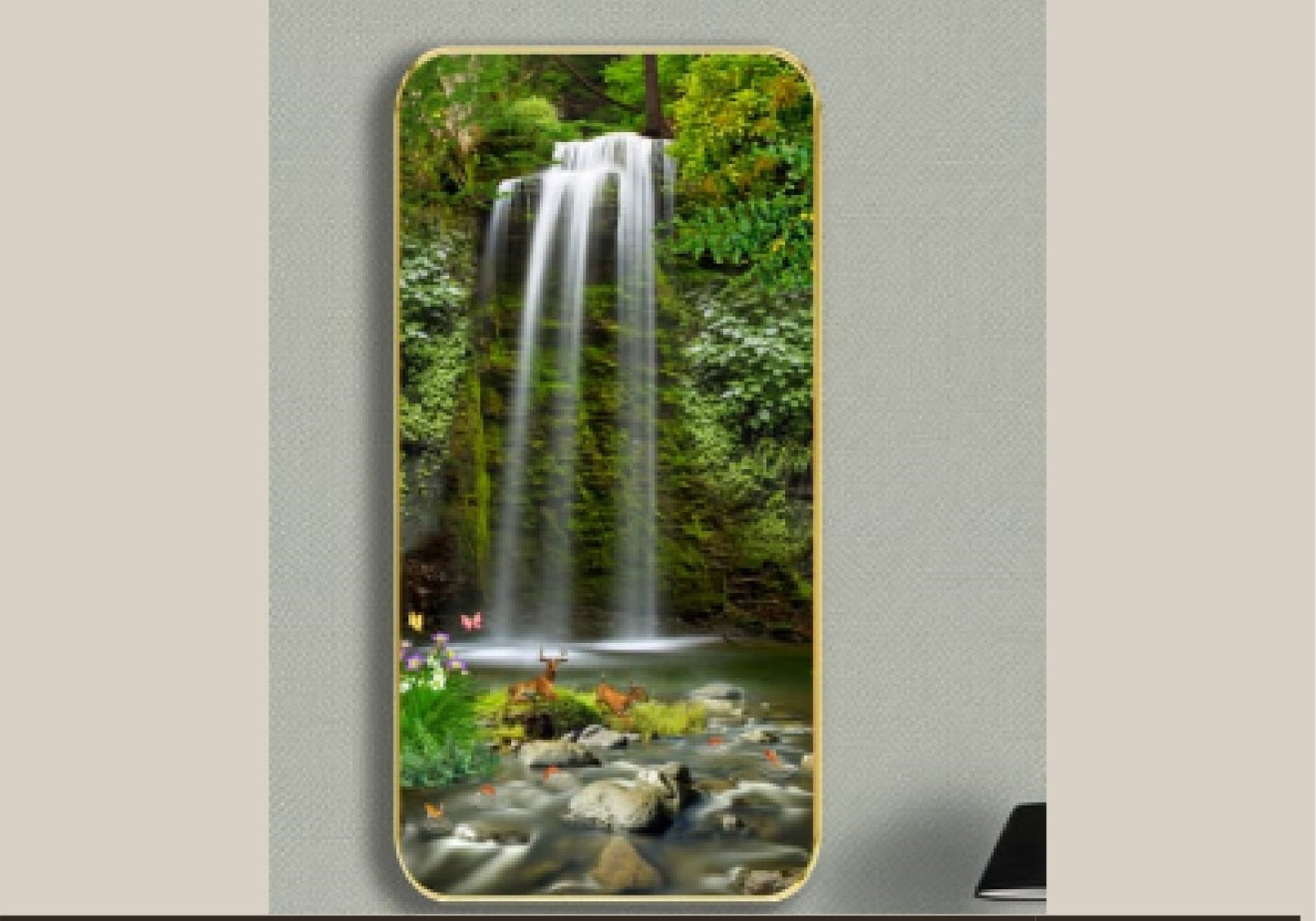 Emerald Falls 3D Waterfall Crystal Glass Wall Art - crystal glass wall art by Artiksha