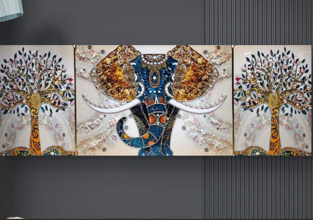 Royal Elephant Of Jaipur Set Of 3 Canvas Wall Wall Art & Art - view 3