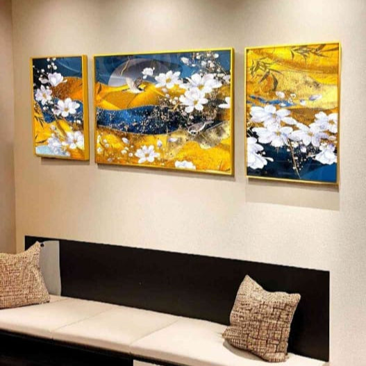 Crystal Painting Set of 3 with Aluminum Frame