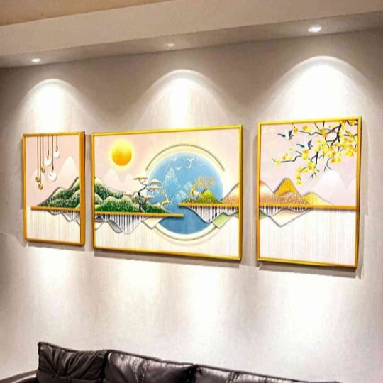 Crystal Painting Set of 3 with Aluminum Frame