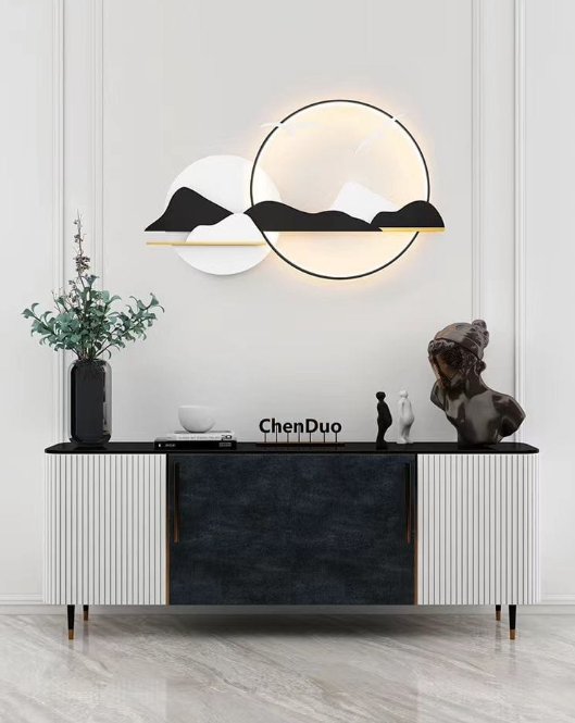 Serene Peaks - Modern LED Wall Sculpture with Shelf