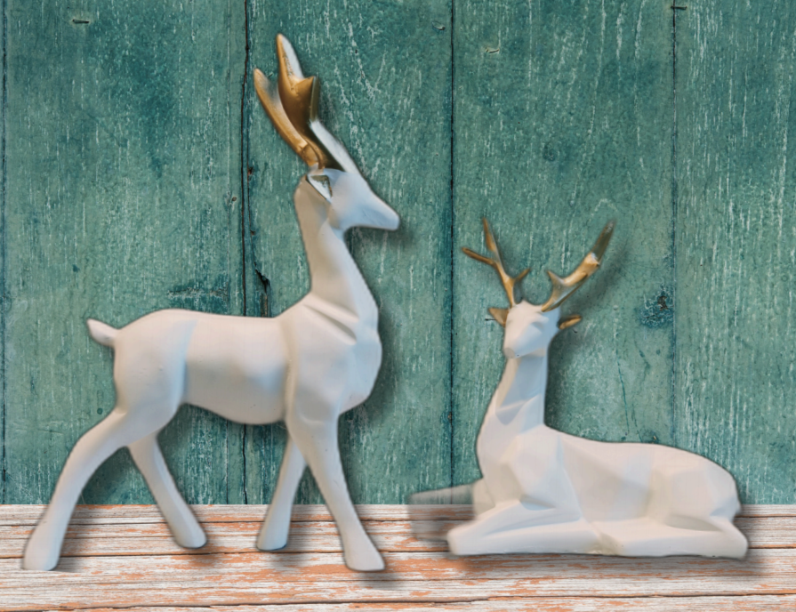 Minimalist Deer Pair – Elegant Ceramic Sculpture