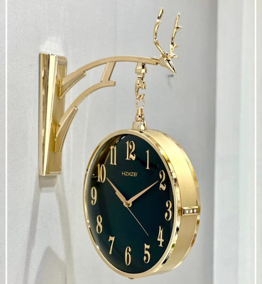 Stylish Imported Station Wall Clock Gold Black