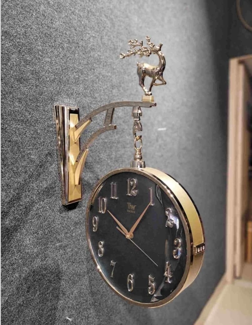 Stylish Imported Station Wall Clock Gold Black