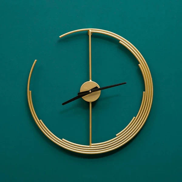 Golden Crescent Style Metal Wall Clock 24 Inch