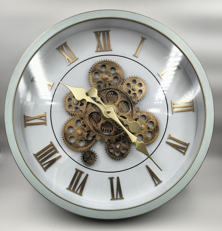 Elegant Mechanics - Classic White Gear Wall Clock