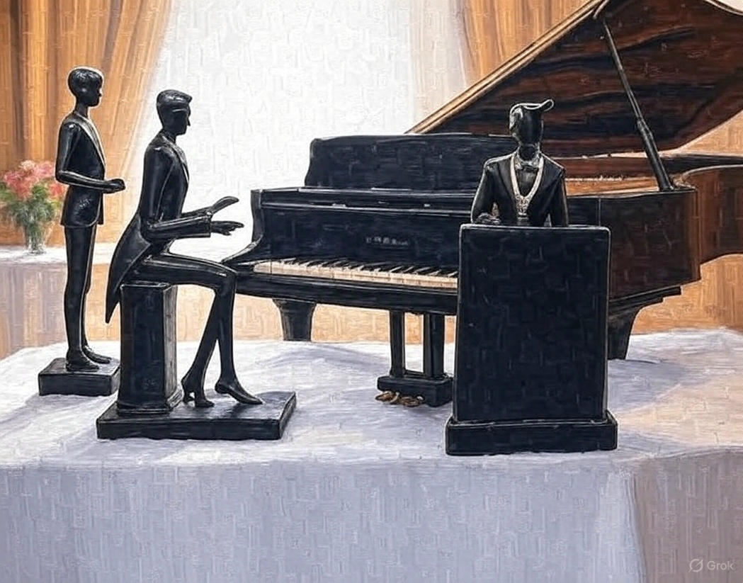 Elegant Pianist Sculpture Set – Musical Maestro Duo