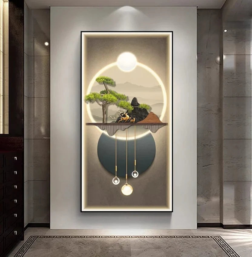 Luminous Floating Island LED Crystal Wall Art