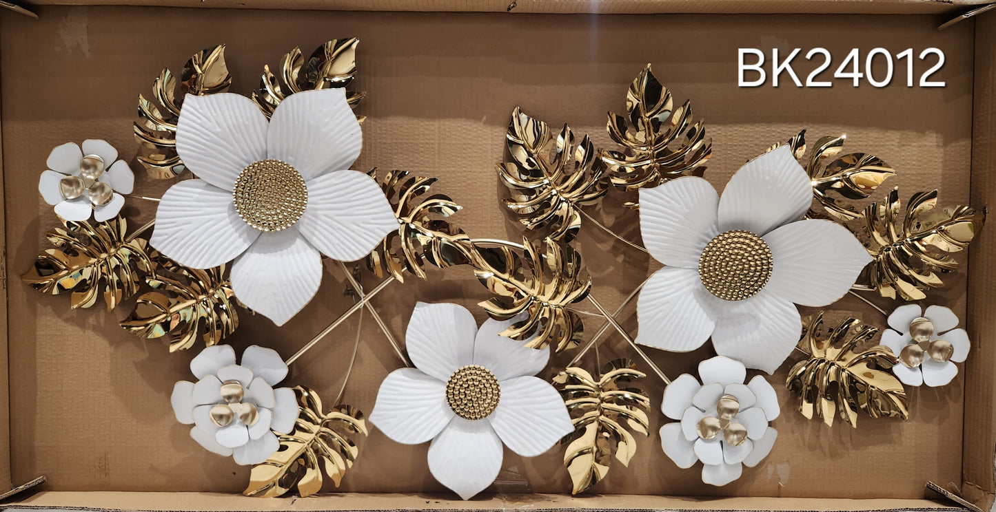 Luxe Floral Cascade: Metallic Wall Art