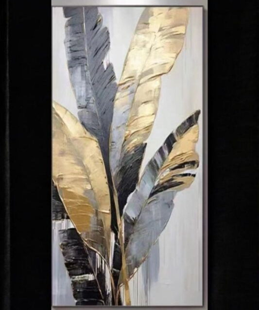 Gilded Palms - 3D Textured Handcrafted Tropical Leaf Wall Art
