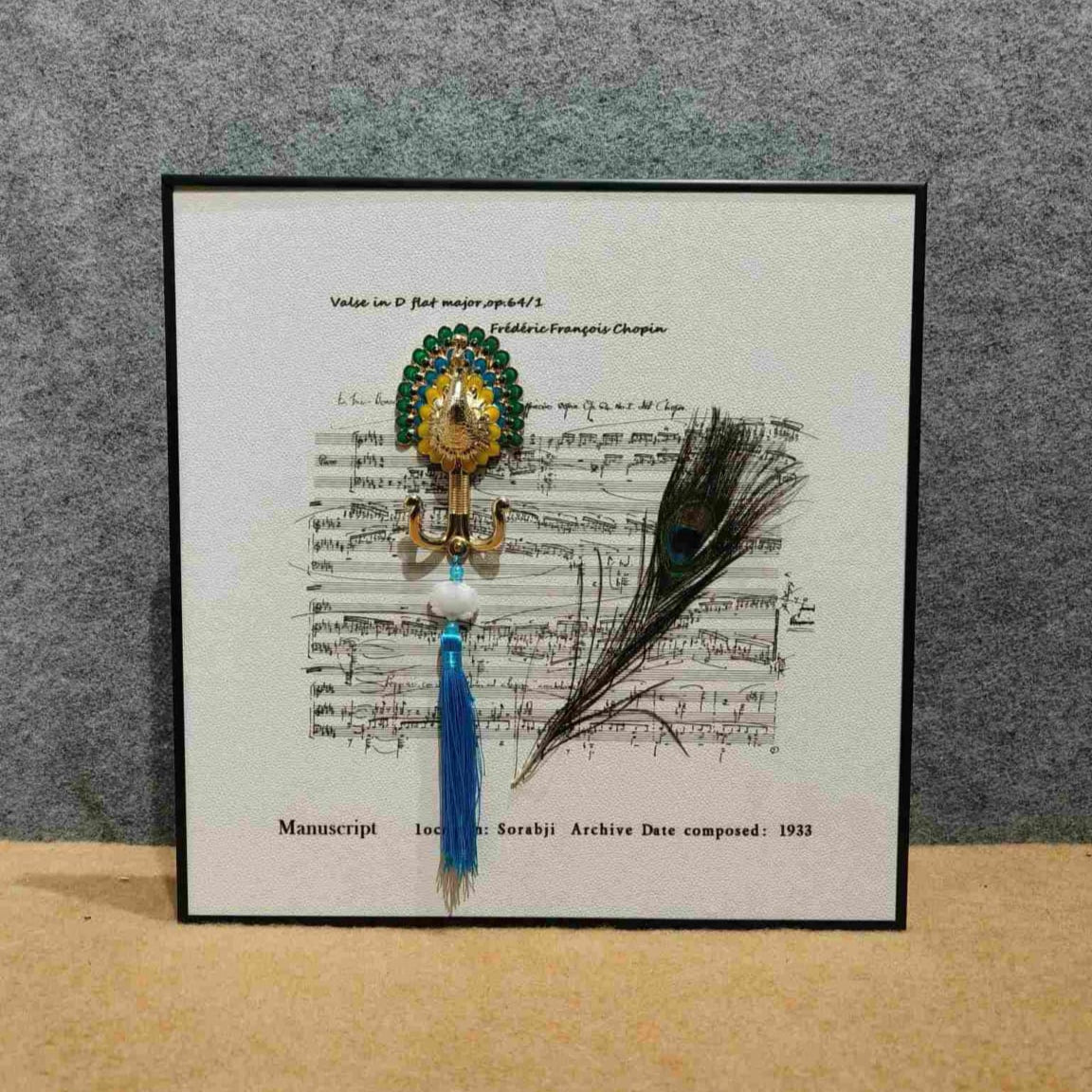 Musical Adornment: Embellished Score with Peacock Feather