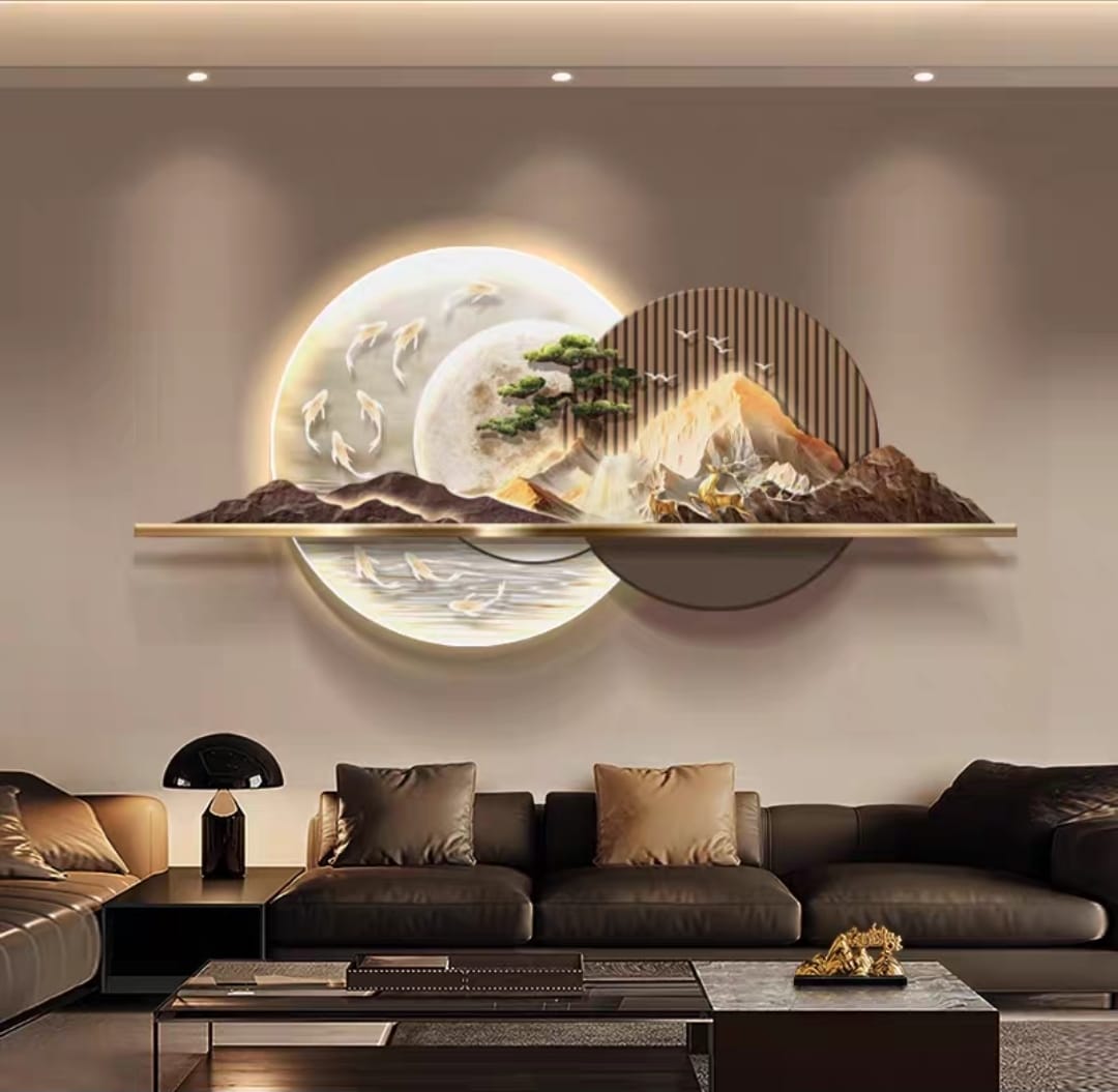 Celestial Mountain & Koi 3D LED Wall Art