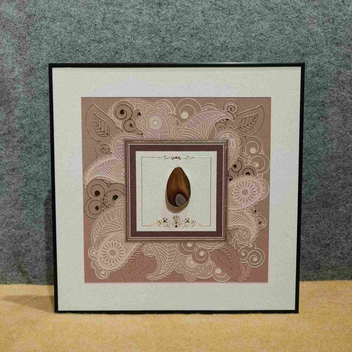 Organic Elegance: A Framed Natural Stone Art