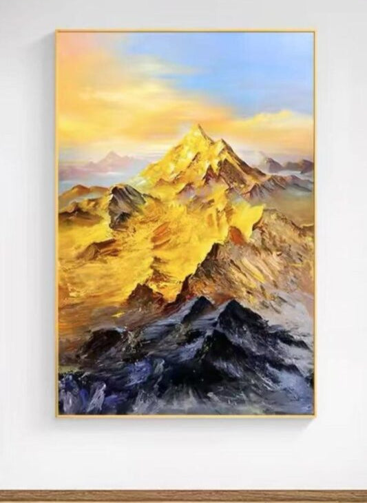 Golden Summit 3D Textured Handcrafted Landscape Painting