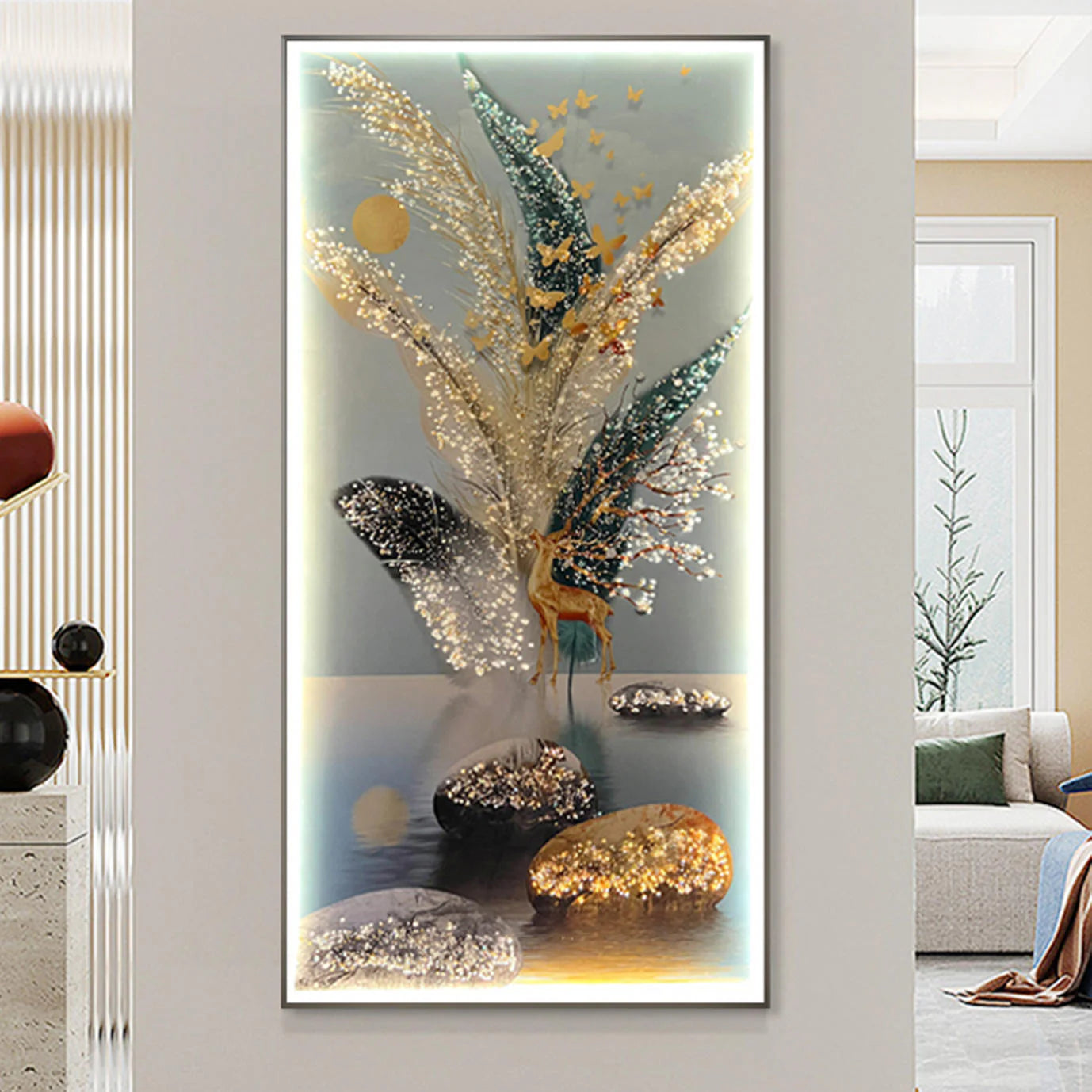"Golden Harvest" Illuminated Crystal Wall Art for Luxurious Interiors