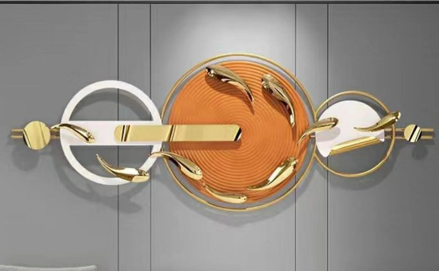 Fish Metal Wall Art Abstract Showpiece with LED Light