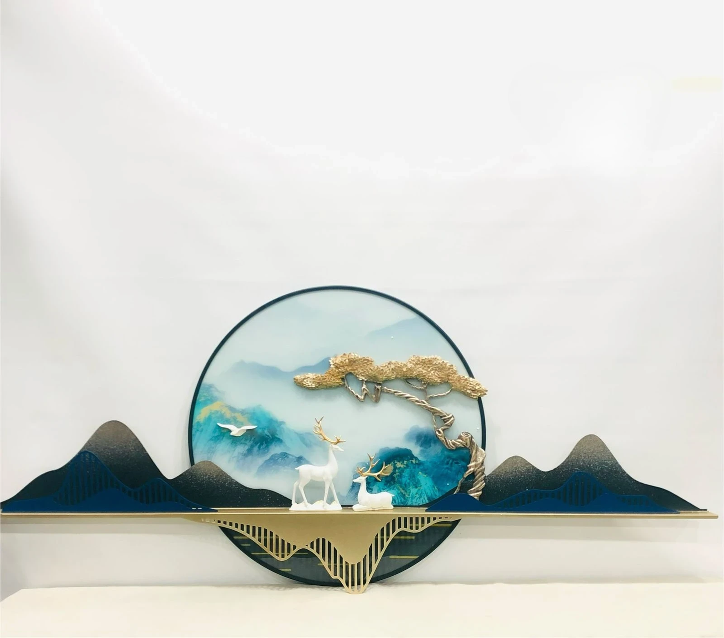 Forged Steel Abstract Wave Wall Sculpture with LED Edge