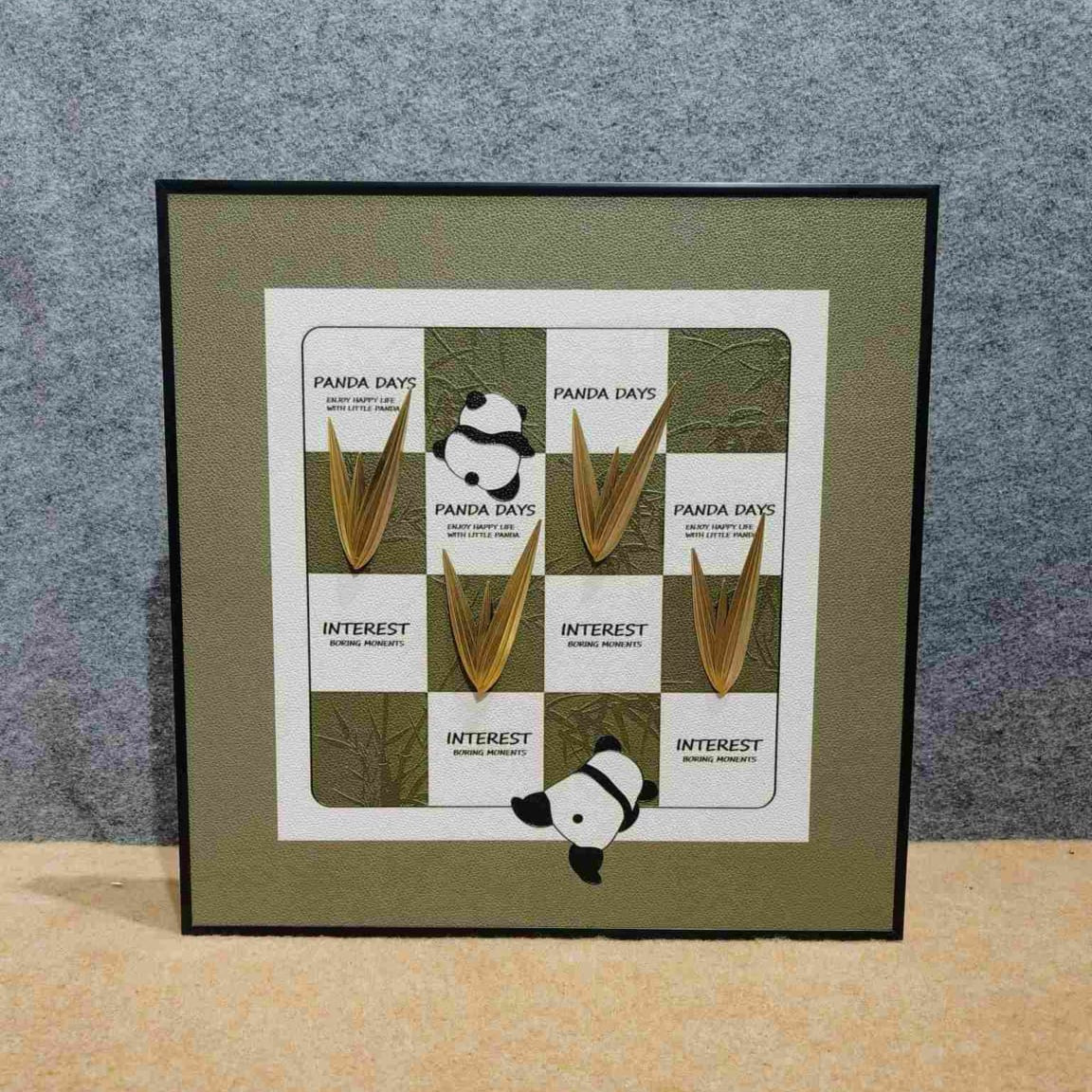 Panda Patchwork: Textured Whimsical Wall Art