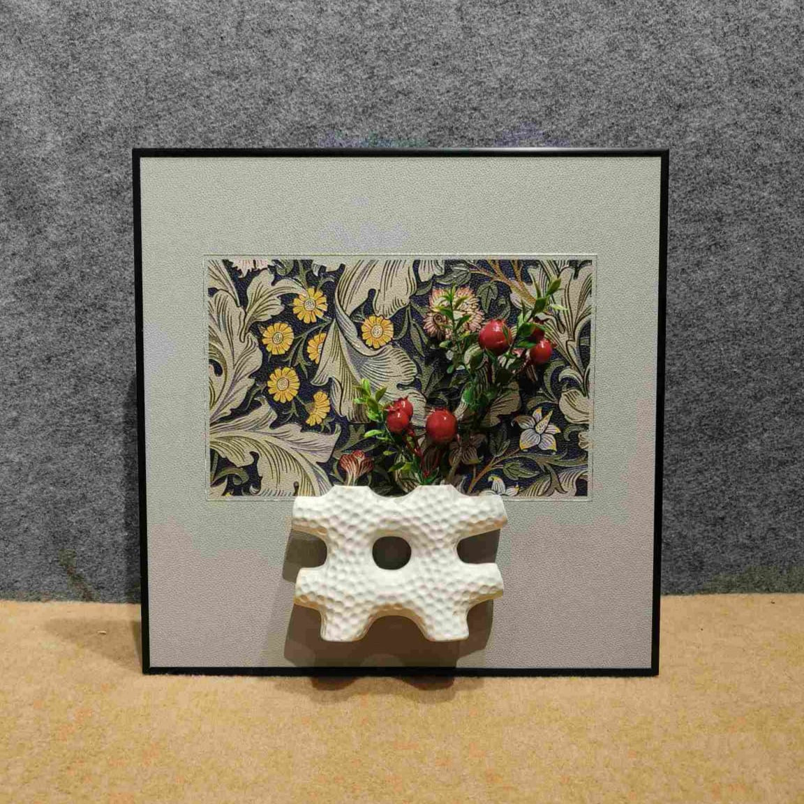 Floral Embrace: Textured Botanical Art in Modern Holder