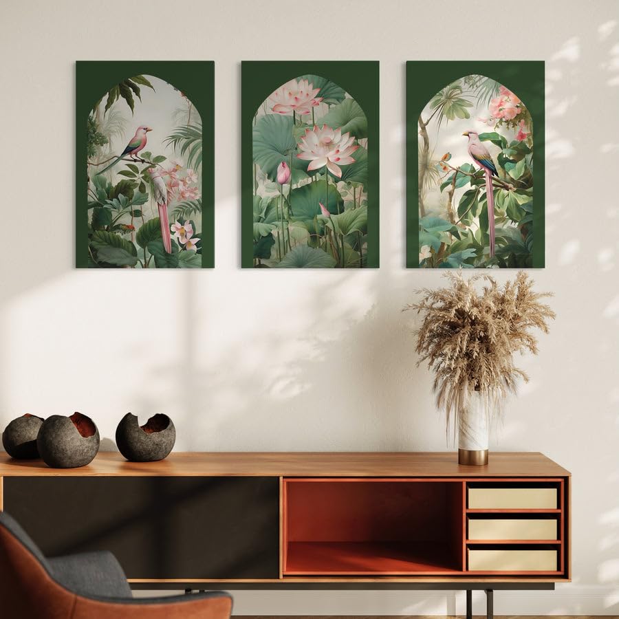 Premium Exotic Birds & Lotus Floral Wall Art – Serene and Luxurious Statement Piece