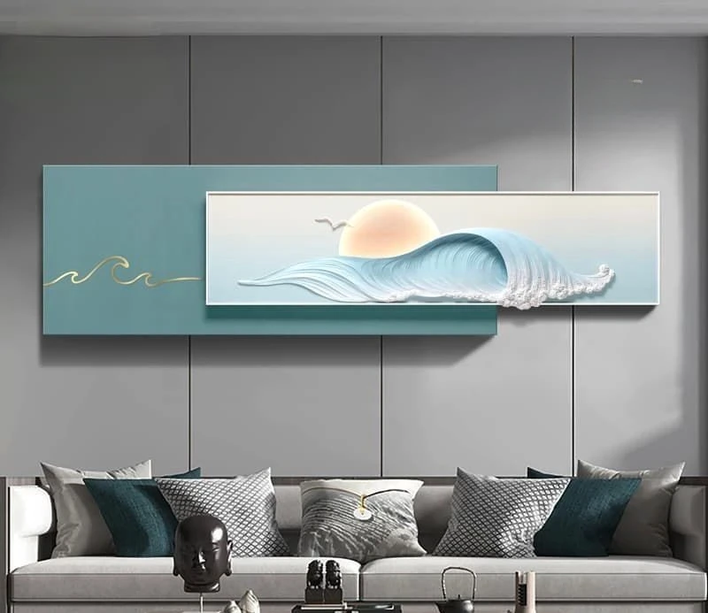 Woven Sisal Desert Dune Wall Art with LED Glow