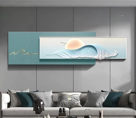 Woven Sisal Desert Dune Wall Art with LED Glow