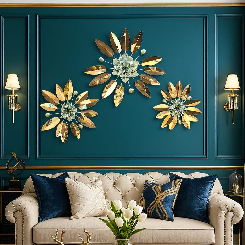 Luxe Floral Burst: Metallic Wall Art