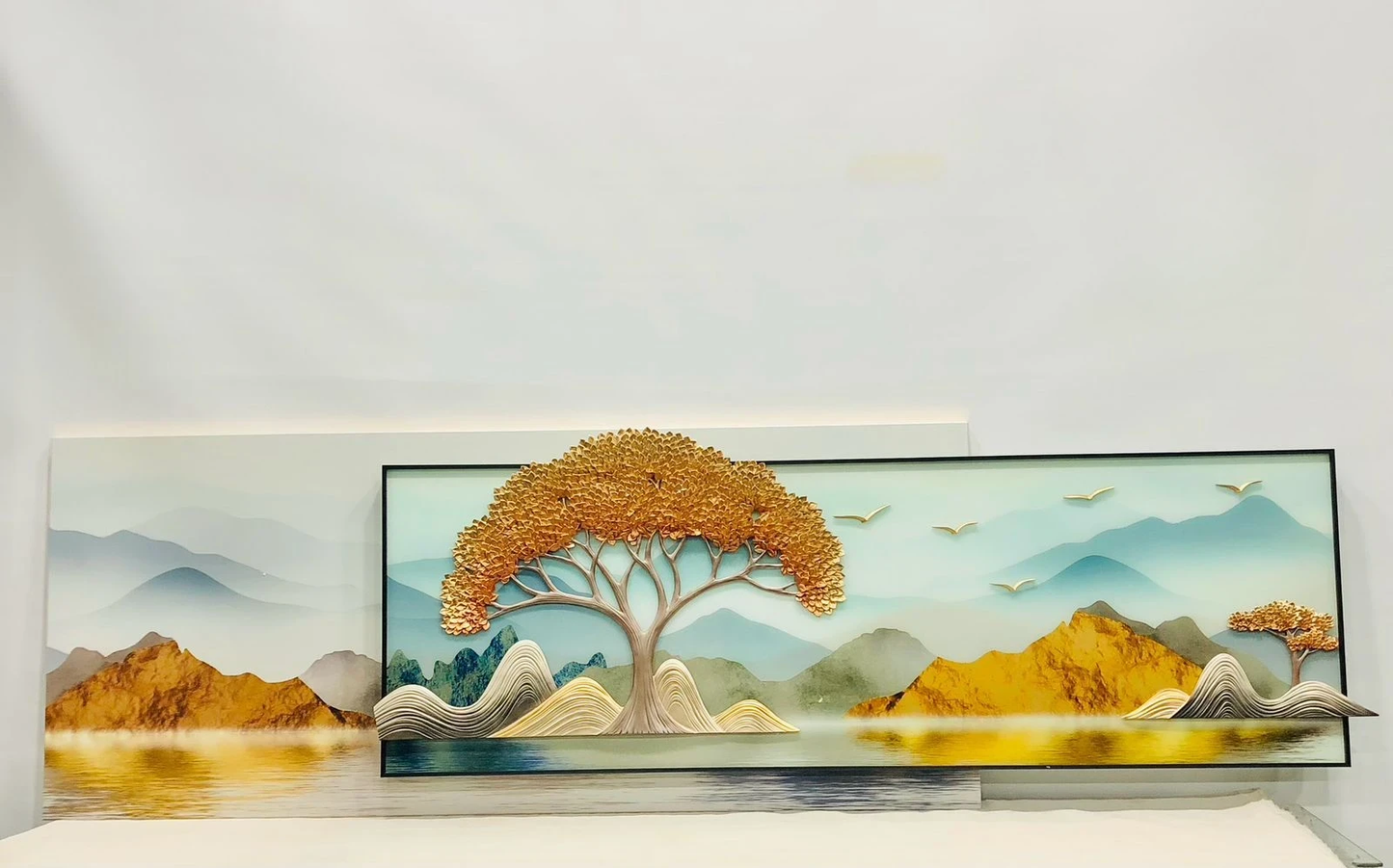 Handcrafted Teak Lotus Lantern Wall Art