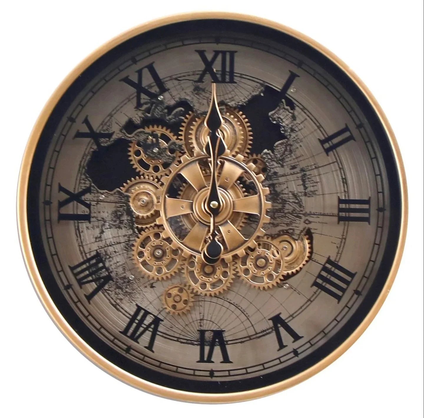 "Traveler's Compass" World Map Wall Clock