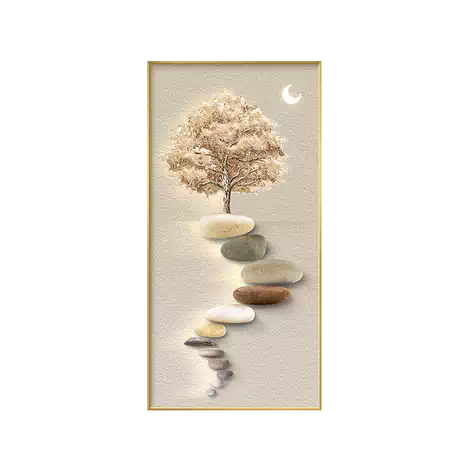 Moonlit Ascent - 3D Textured Handcrafted Stone & Tree Wall Art