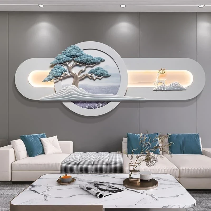 Sustainable Bamboo Wave Sculpture with LED Accent