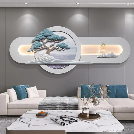 Sustainable Bamboo Wave Sculpture with LED Accent