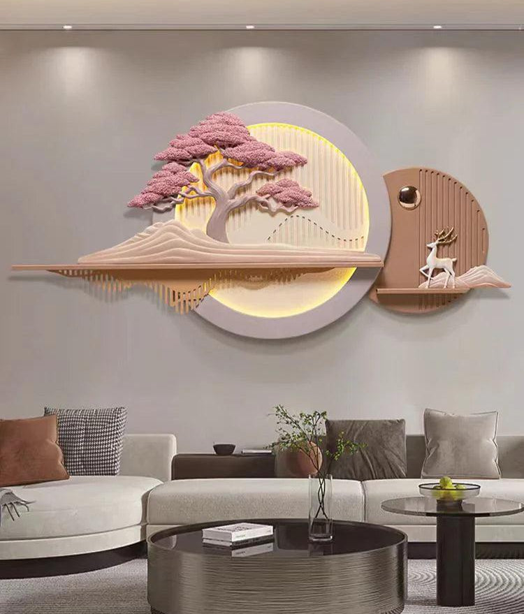 Modern Luxury Iron Tree in Starlit Sky Decor Wall Art