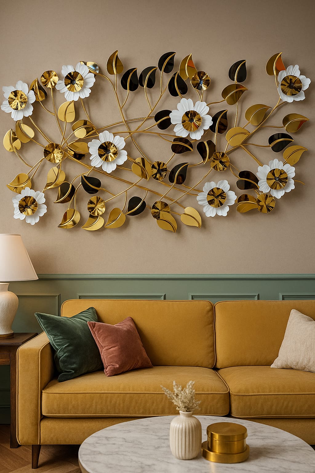 Floral Harmony: Metallic Wall Art