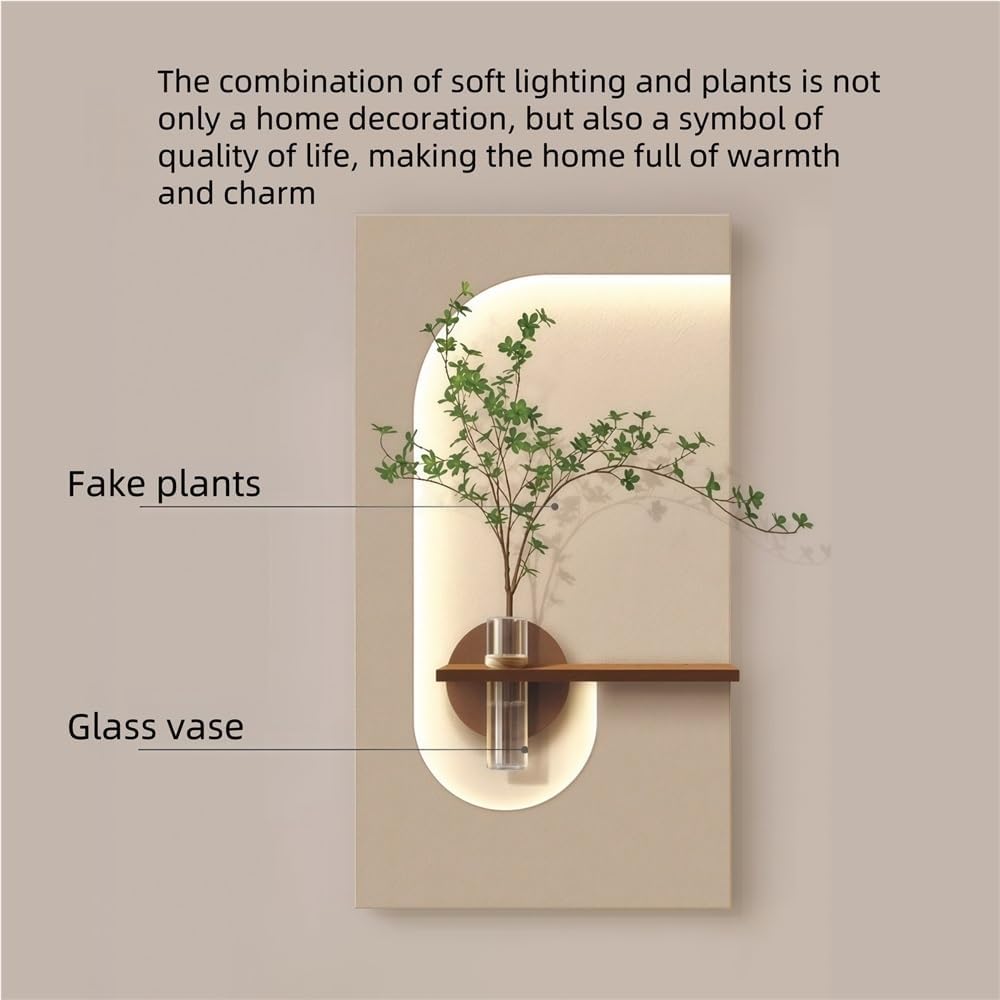 Zen Curve - Modern Illuminated Wall Art with Planter & Organic Shelf