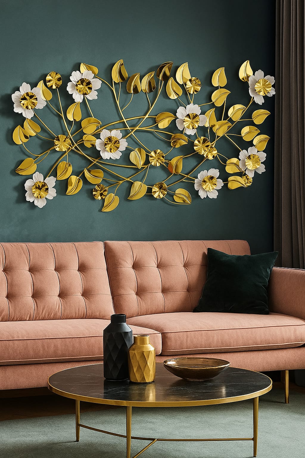 Floral Harmony: Metallic Wall Art