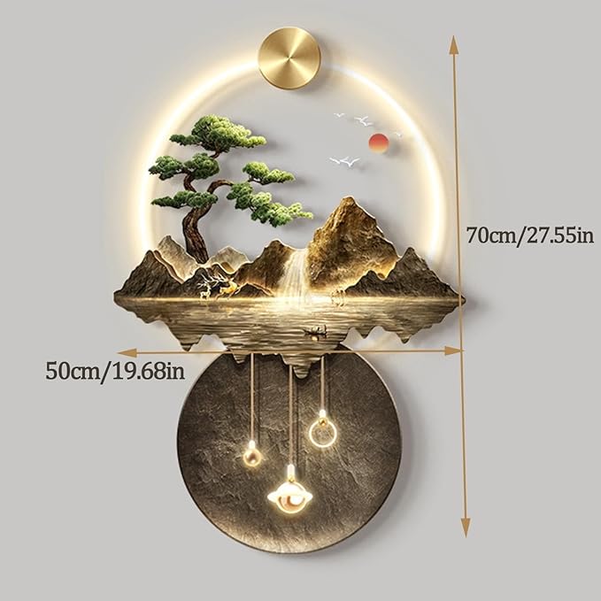 Luminous Mountain & Koi 3D LED Wall Sculpture
