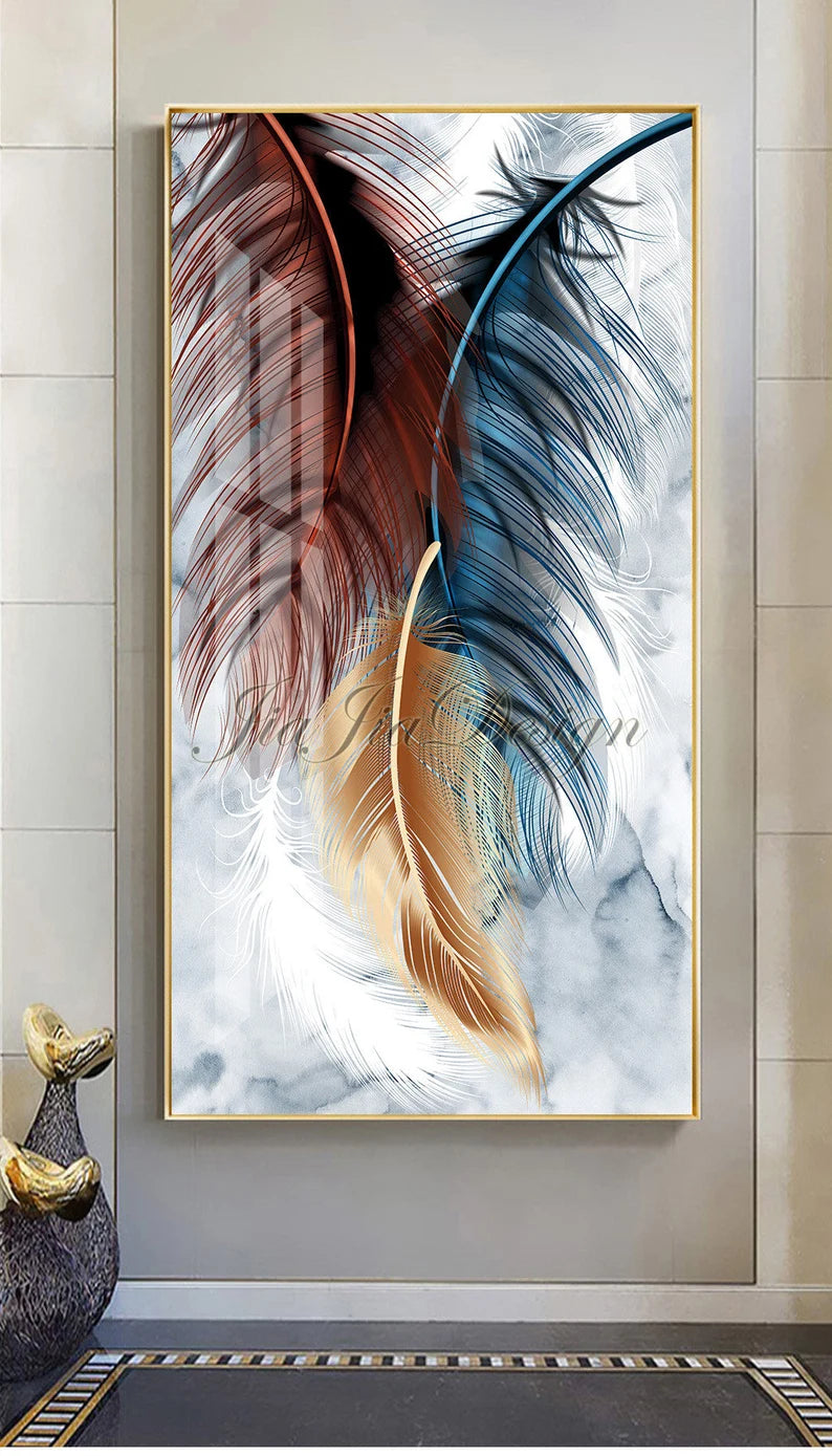 Ethereal Plumes - Multi-Feather Abstract Wall Art