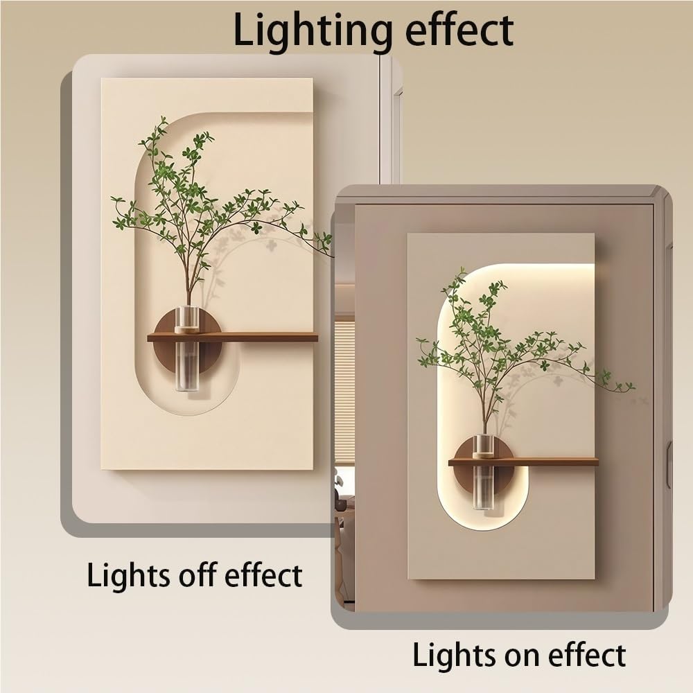 Zen Curve - Modern Illuminated Wall Art with Planter & Organic Shelf