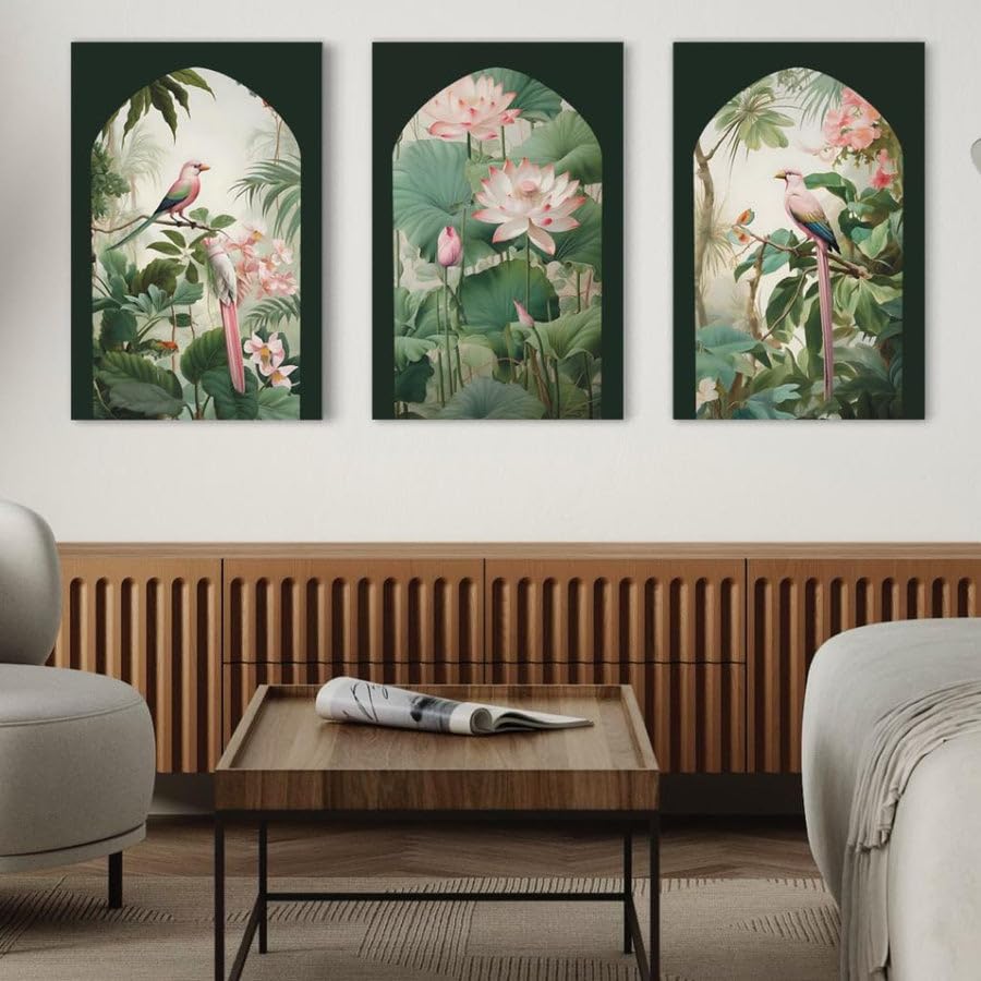 Premium Exotic Birds & Lotus Floral Wall Art – Serene and Luxurious Statement Piece