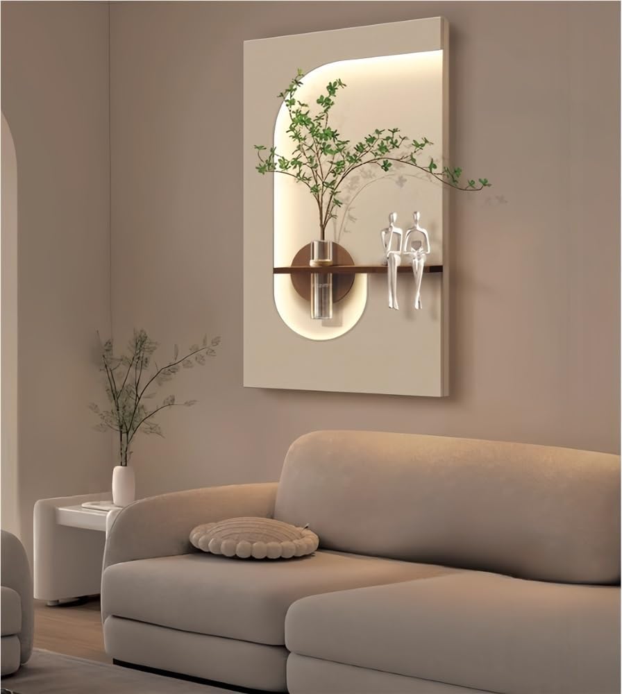 Zen Curve - Modern Illuminated Wall Art with Planter & Organic Shelf