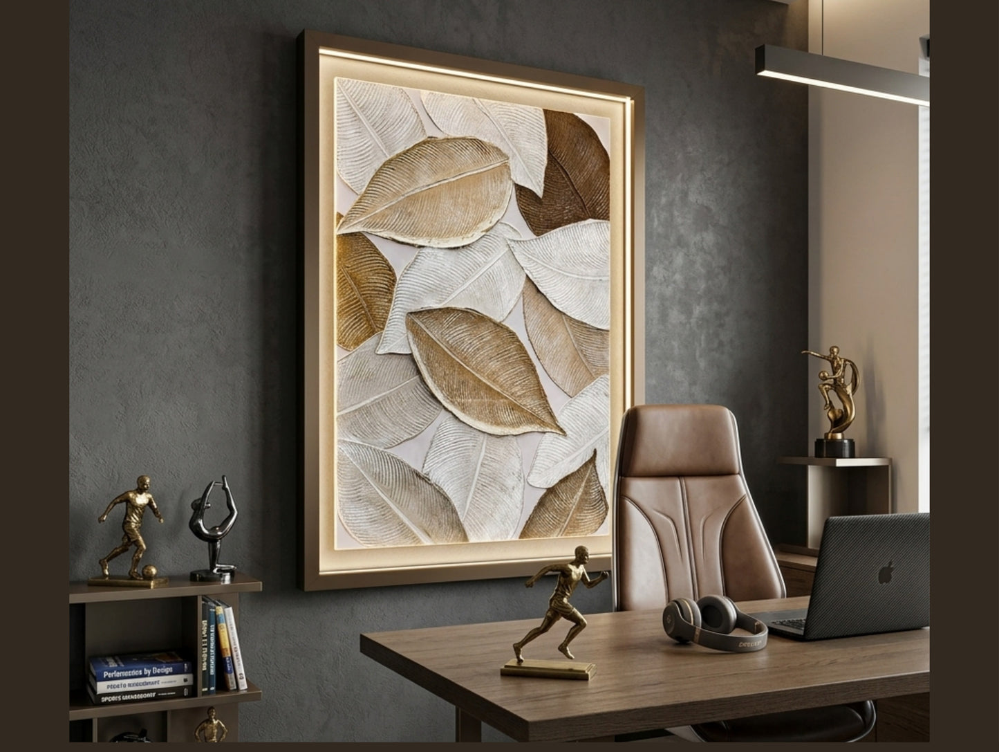 Gilded Foliage – 3D Textured Golden Leaf Wall Art