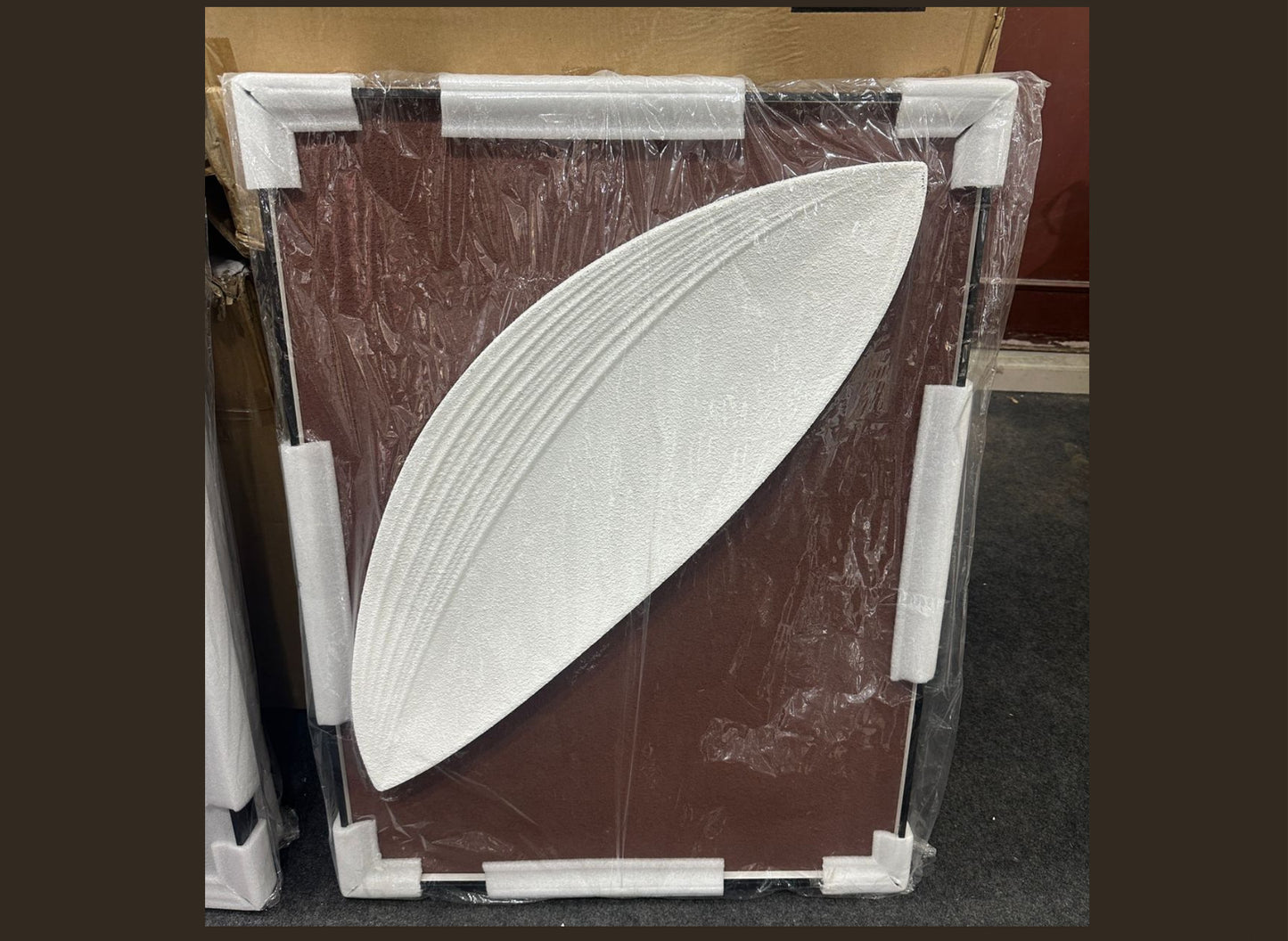 Ivory Leaf on Maroon – 3D Matt Art Wall Decor