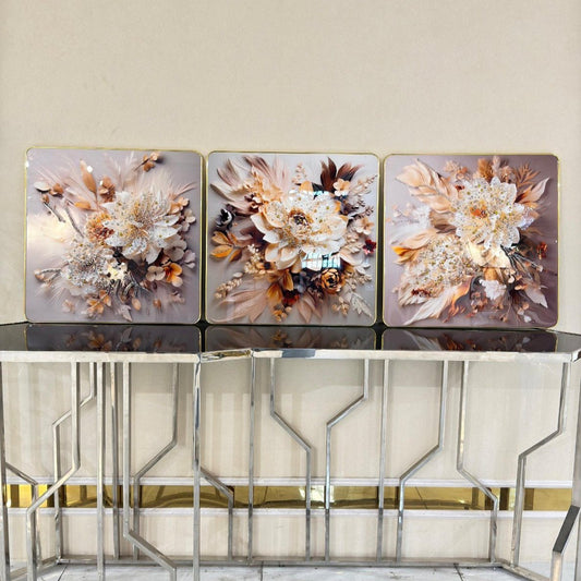 Set of 3 Crystal Glass Painting For Wall Decor