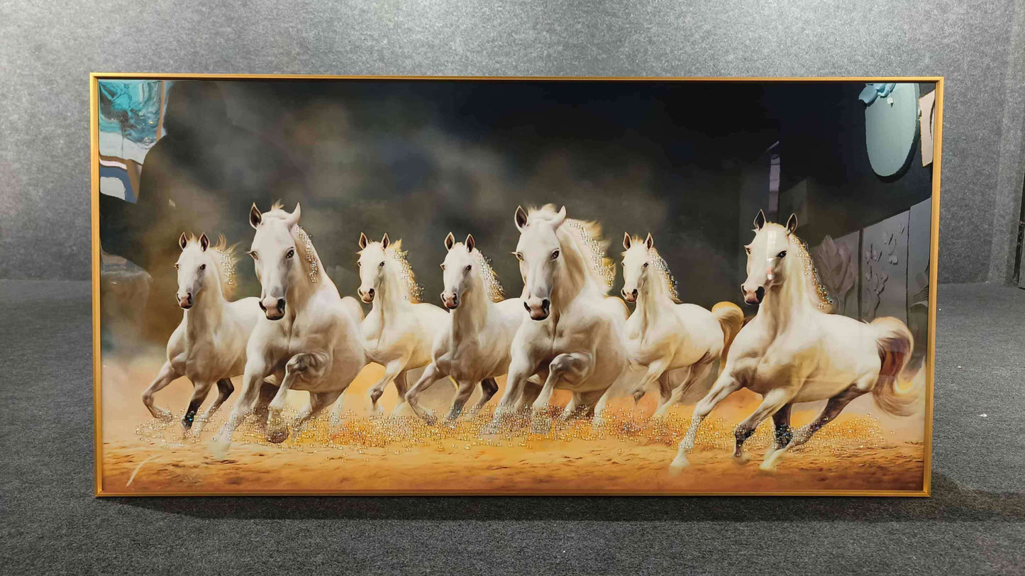 Seven Horses Run Wild Crystal Painting