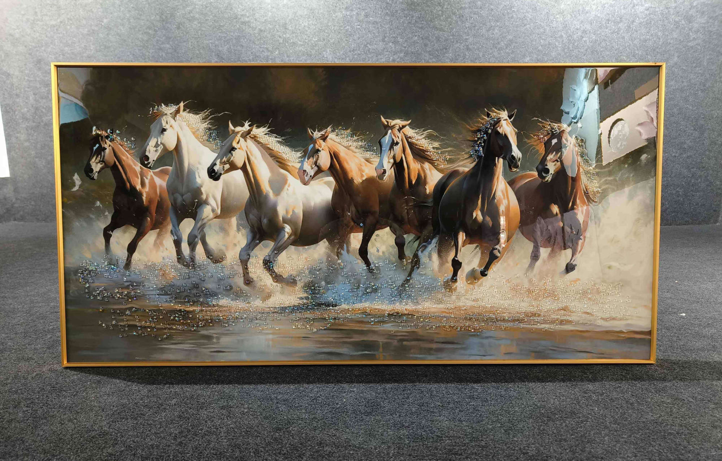 Seven Horses Run Wild Crystal Painting