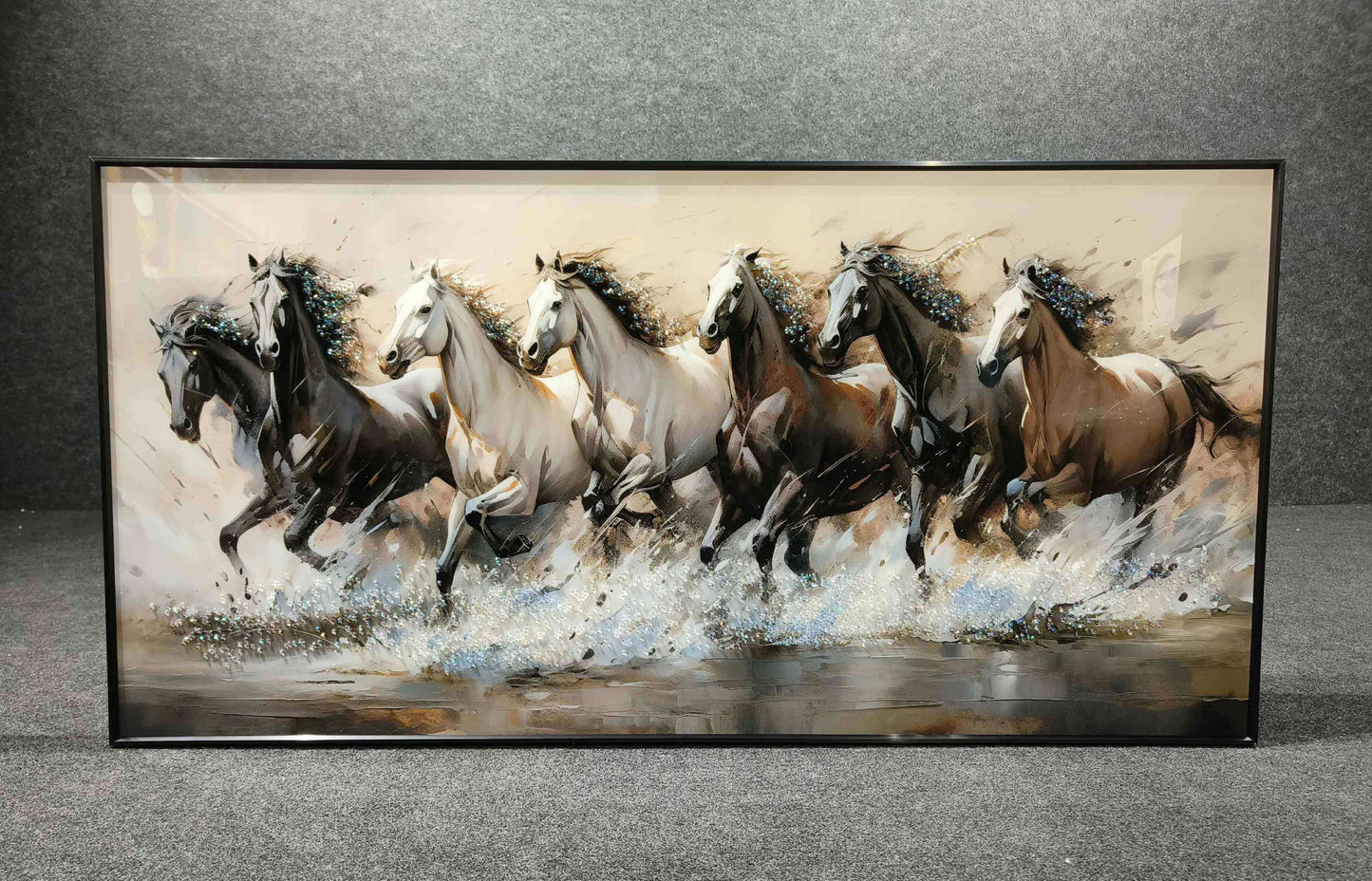 Seven Horses Run Wild Crystal Painting