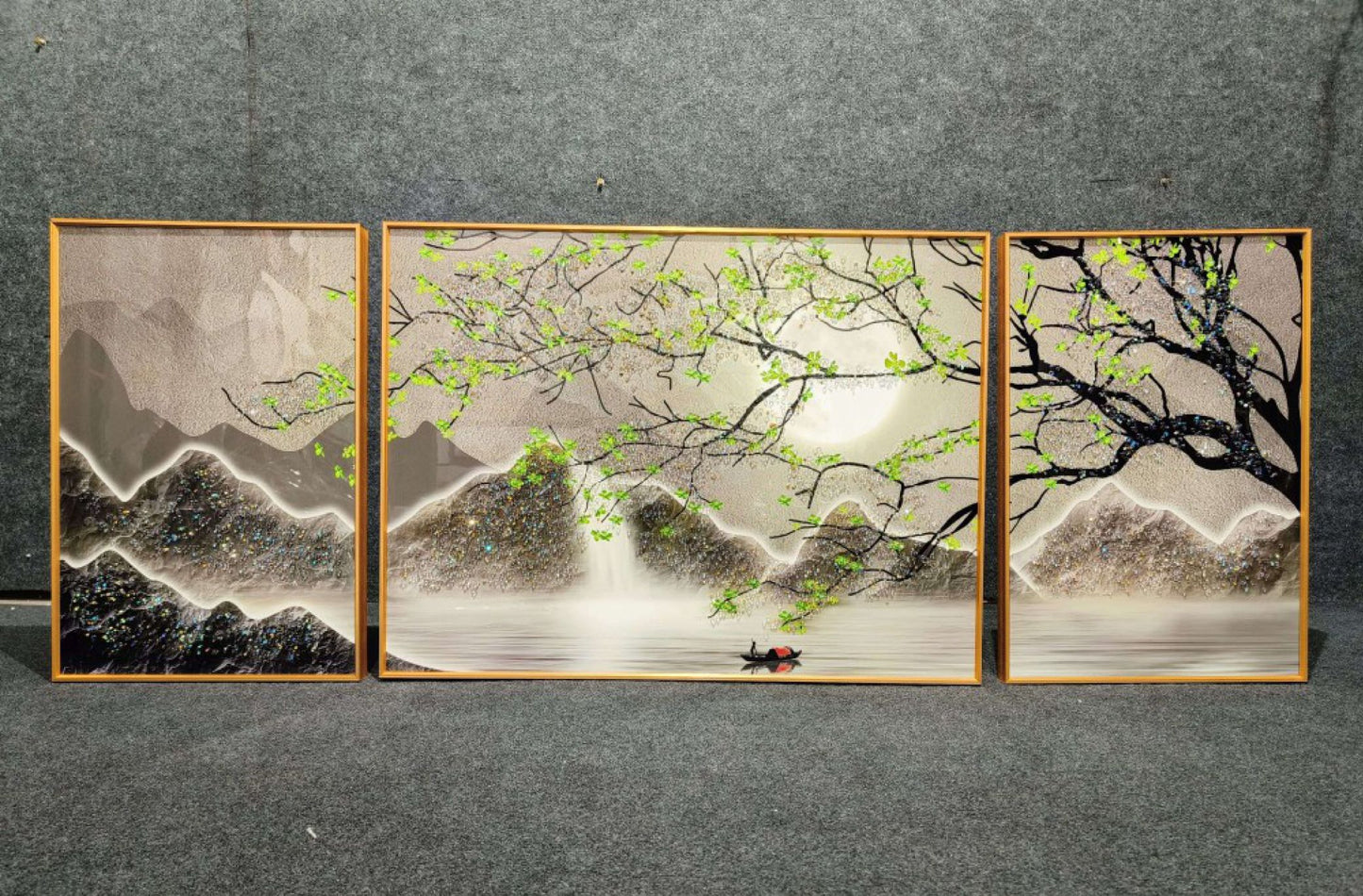 Crystal Painting Set of 3 with Aluminum Frame